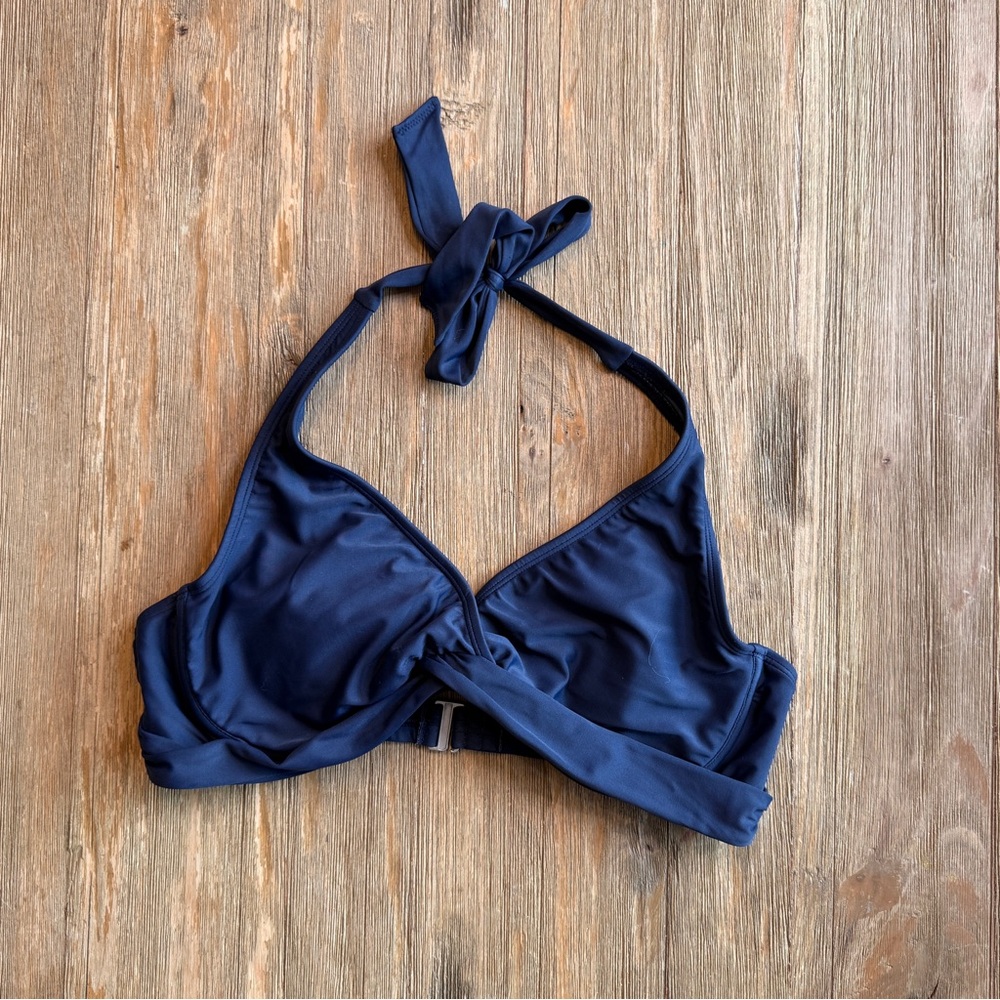 Athleta Navy Blue Halter Bikini Top Size 38 B/C